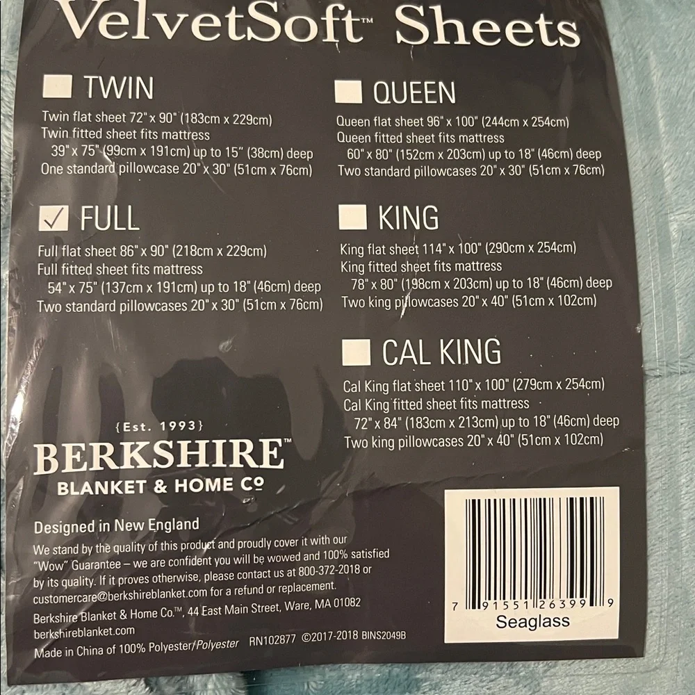 Berkshire VelvetSoft Sheets Set of 4 items, Full Size